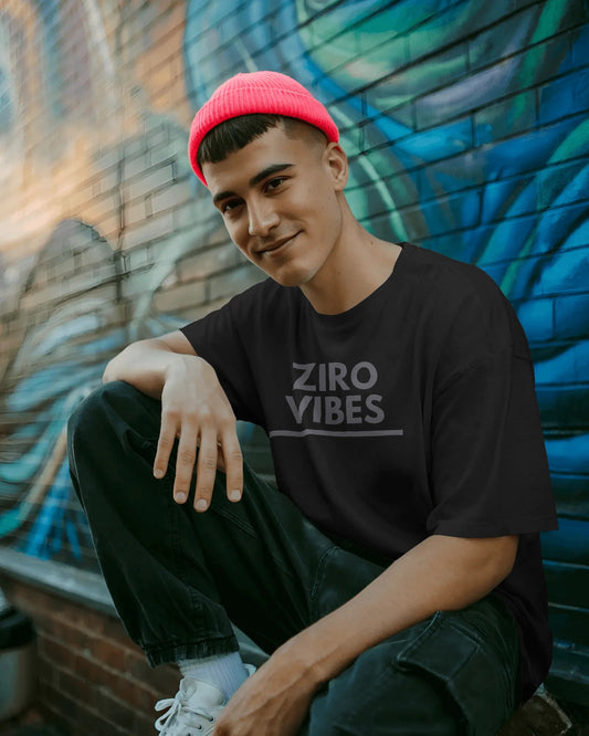 ‘ZIRO VIBES’ Standard Puffed Print Regular fit Tee