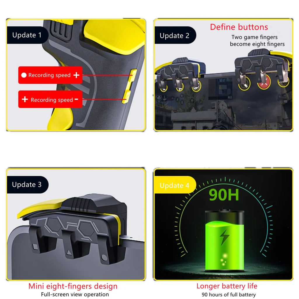 HANDJOY M03 | SMART AUTOTAP 8-FINGER GAME CONTROLLER TRIGGERS BUTTON FOR PUBG, COD, FREEFIRE