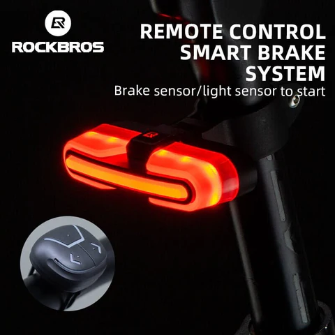 ROCKBROS BICYCLE SMART REAR LIGHT TYPE-C CHARGING IPX6 BRAKE SENSOR AUTO STOP CYCLING TAILLIGHT WARNING LIGHT