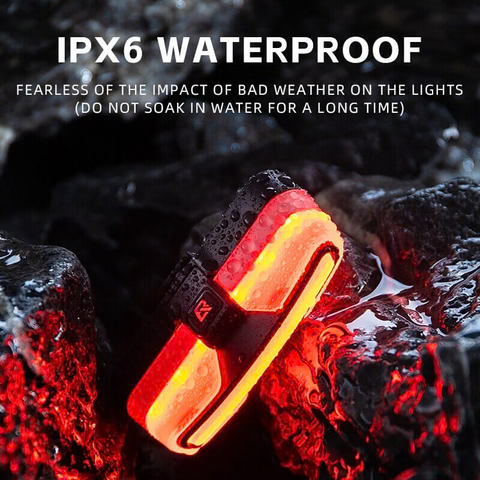 ROCKBROS BICYCLE SMART REAR LIGHT TYPE-C CHARGING IPX6 BRAKE SENSOR AUTO STOP CYCLING TAILLIGHT WARNING LIGHT